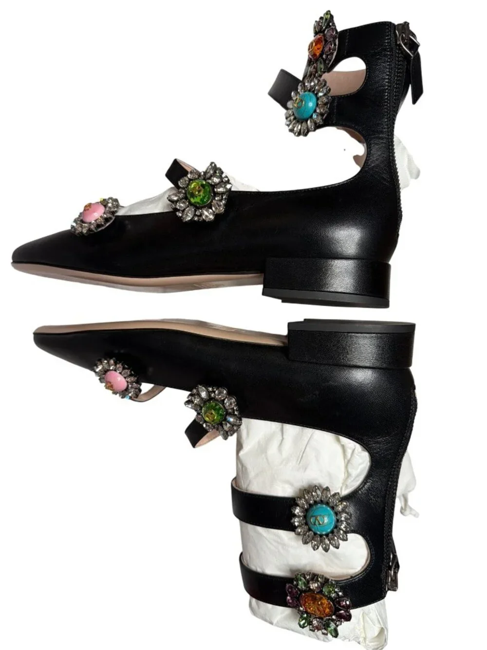 NWB Valentino Garavani Preshoes Embellished Ballet Flats Black Size 37